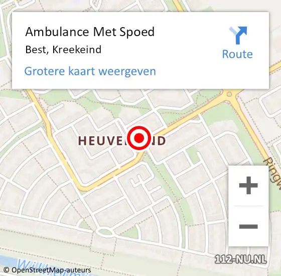 Locatie op kaart van de 112 melding: Ambulance Met Spoed Naar Best, Kreekeind op 1 maart 2015 09:21