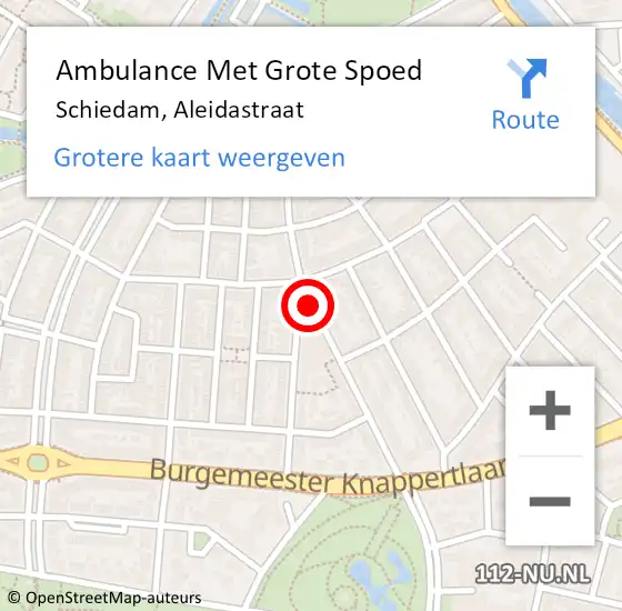Locatie op kaart van de 112 melding: Ambulance Met Grote Spoed Naar Schiedam, Aleidastraat op 1 maart 2015 09:40
