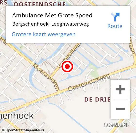 Locatie op kaart van de 112 melding: Ambulance Met Grote Spoed Naar Bergschenhoek, Leeghwaterweg op 1 maart 2015 09:58