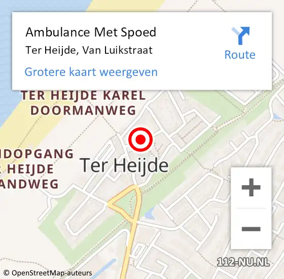 Locatie op kaart van de 112 melding: Ambulance Met Spoed Naar Ter Heijde, Van Luikstraat op 1 maart 2015 10:18