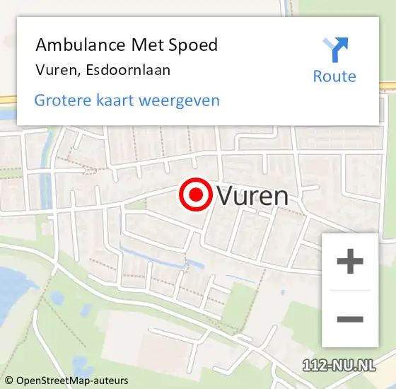 Locatie op kaart van de 112 melding: Ambulance Met Spoed Naar Vuren, Esdoornlaan op 1 maart 2015 10:42