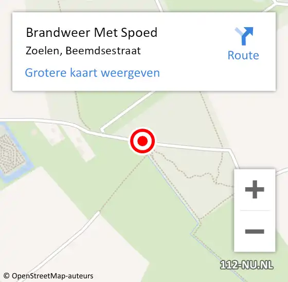 Locatie op kaart van de 112 melding: Brandweer Met Spoed Naar Zoelen, Beemdsestraat op 1 maart 2015 10:43