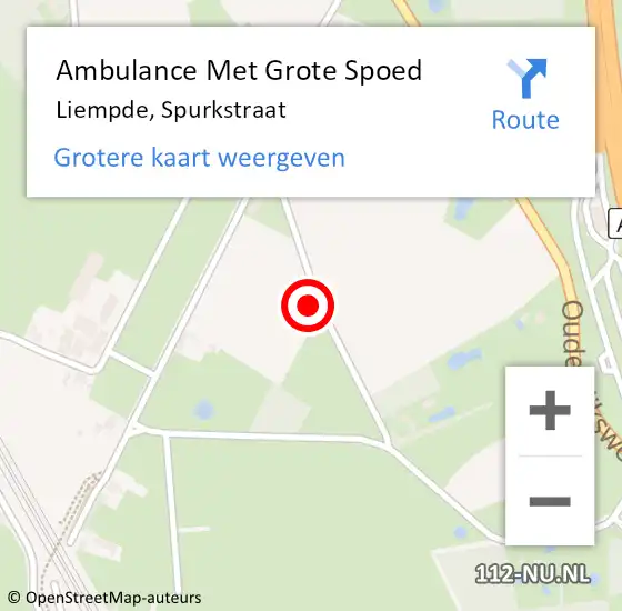 Locatie op kaart van de 112 melding: Ambulance Met Grote Spoed Naar Liempde, Spurkstraat op 1 maart 2015 10:59
