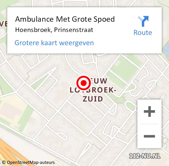 Locatie op kaart van de 112 melding: Ambulance Met Grote Spoed Naar Hoensbroek, Prinsenstraat op 1 maart 2015 11:07