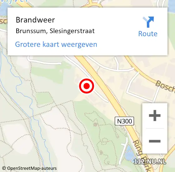 Locatie op kaart van de 112 melding: Brandweer Brunssum, Slesingerstraat op 1 maart 2015 11:53