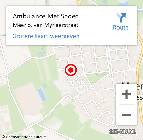 Locatie op kaart van de 112 melding: Ambulance Met Spoed Naar Meerlo, van Myrlaerstraat op 1 maart 2015 13:43