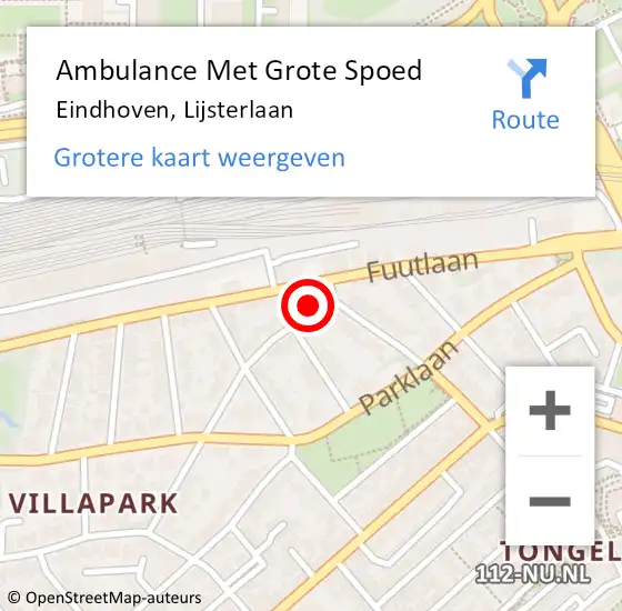 Locatie op kaart van de 112 melding: Ambulance Met Grote Spoed Naar Eindhoven, Lijsterlaan op 1 maart 2015 14:28