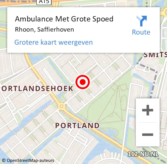 Locatie op kaart van de 112 melding: Ambulance Met Grote Spoed Naar Rhoon, Saffierhoven op 1 maart 2015 14:49