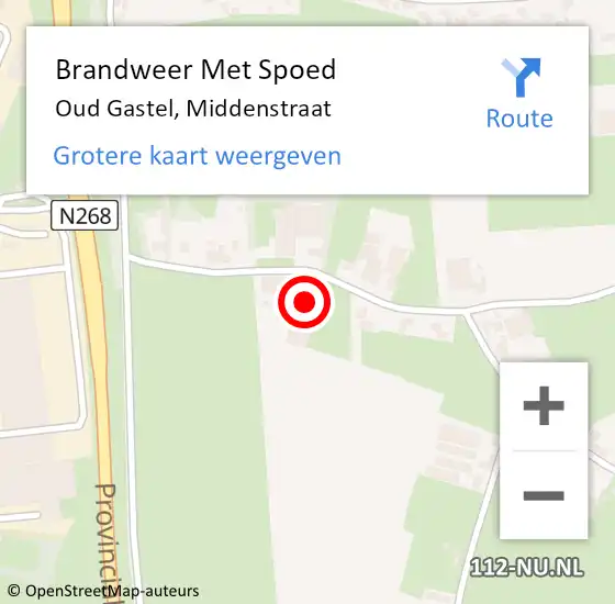 Locatie op kaart van de 112 melding: Brandweer Met Spoed Naar Oud Gastel, Middenstraat op 1 maart 2015 15:48