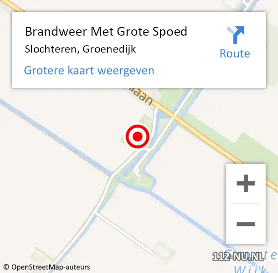 Locatie op kaart van de 112 melding: Brandweer Met Grote Spoed Naar Slochteren, Groenedijk op 1 maart 2015 17:11