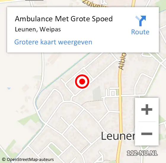Locatie op kaart van de 112 melding: Ambulance Met Grote Spoed Naar Leunen, Weipas op 1 maart 2015 17:33