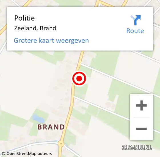 Locatie op kaart van de 112 melding: Politie Zeeland, Brand op 1 maart 2015 17:48