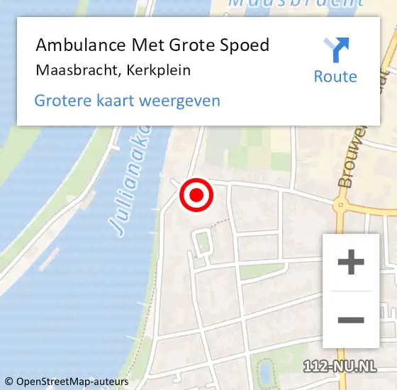 Locatie op kaart van de 112 melding: Ambulance Met Grote Spoed Naar Maasbracht, Kerkplein op 1 maart 2015 18:14