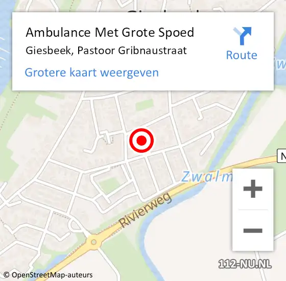 Locatie op kaart van de 112 melding: Ambulance Met Grote Spoed Naar Giesbeek, Pastoor Gribnaustraat op 1 maart 2015 19:06