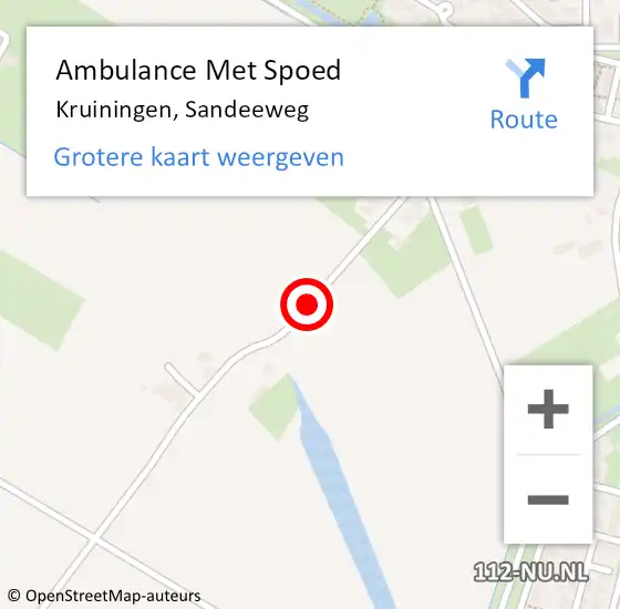 Locatie op kaart van de 112 melding: Ambulance Met Spoed Naar Kruiningen, Sandeeweg op 1 maart 2015 19:23