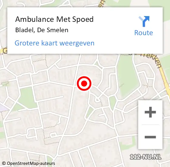 Locatie op kaart van de 112 melding: Ambulance Met Spoed Naar Bladel, De Smelen op 1 maart 2015 20:17