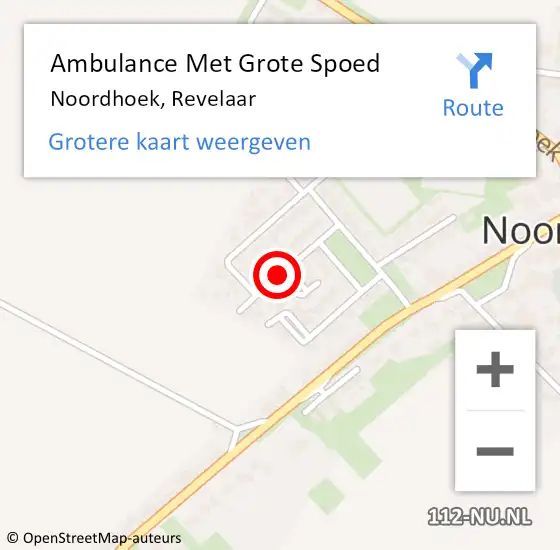 Locatie op kaart van de 112 melding: Ambulance Met Grote Spoed Naar Noordhoek, Revelaar op 1 maart 2015 21:51