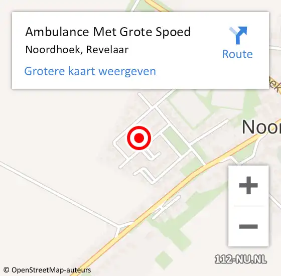 Locatie op kaart van de 112 melding: Ambulance Met Grote Spoed Naar Noordhoek, Revelaar op 1 maart 2015 21:51