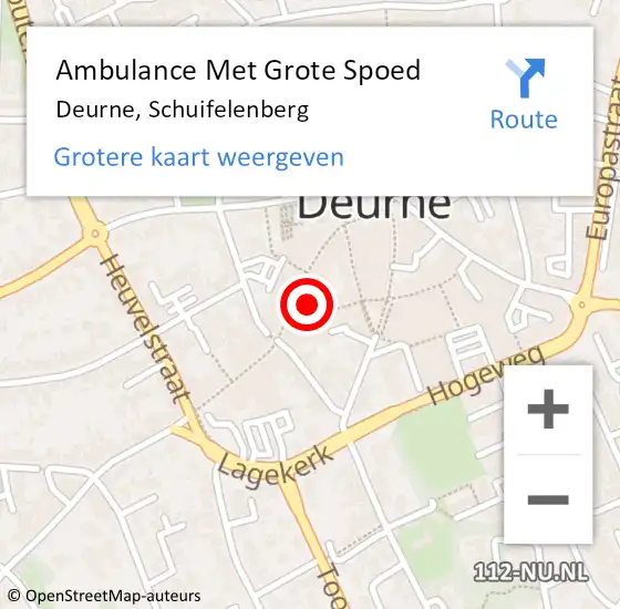 Locatie op kaart van de 112 melding: Ambulance Met Grote Spoed Naar Deurne, Schuifelenberg op 1 maart 2015 22:05