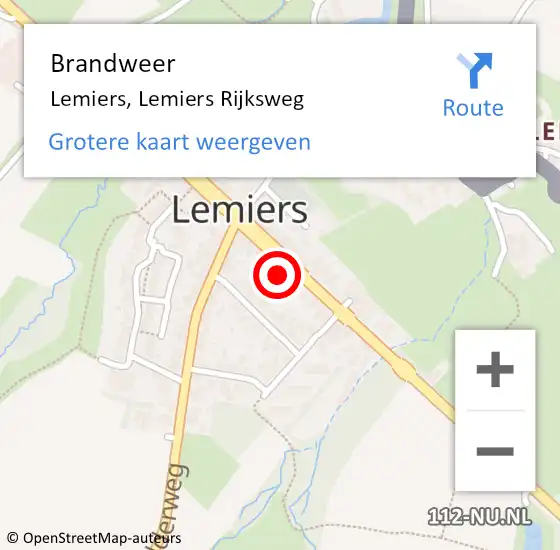Locatie op kaart van de 112 melding: Brandweer Lemiers, Lemiers Rijksweg op 1 maart 2015 22:32