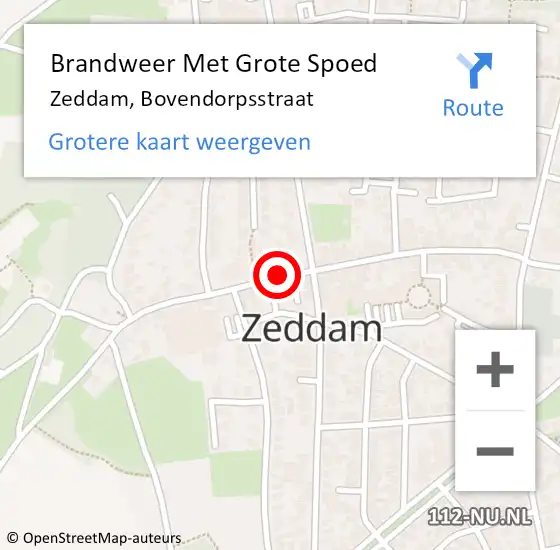 Locatie op kaart van de 112 melding: Brandweer Met Grote Spoed Naar Zeddam, Bovendorpsstraat op 1 maart 2015 22:48