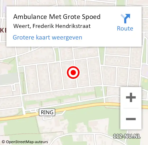 Locatie op kaart van de 112 melding: Ambulance Met Grote Spoed Naar Weert, Frederik Hendrikstraat op 1 maart 2015 23:08