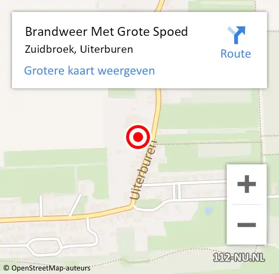 Locatie op kaart van de 112 melding: Brandweer Met Grote Spoed Naar Zuidbroek, Uiterburen op 1 maart 2015 23:09