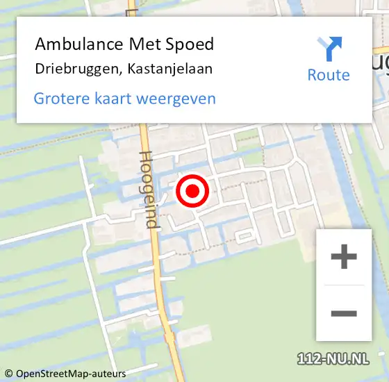 Locatie op kaart van de 112 melding: Ambulance Met Spoed Naar Driebruggen, Kastanjelaan op 1 maart 2015 23:32