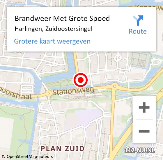 Locatie op kaart van de 112 melding: Brandweer Met Grote Spoed Naar Harlingen, Zuidoostersingel op 2 maart 2015 00:22