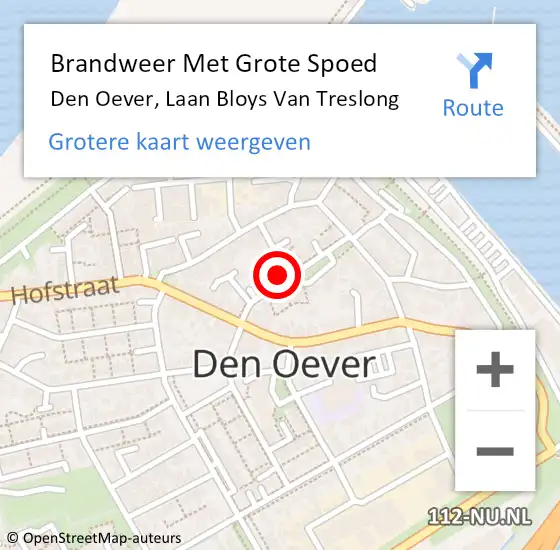 Locatie op kaart van de 112 melding: Brandweer Met Grote Spoed Naar Den Oever, Laan Bloys Van Treslong op 2 maart 2015 01:43