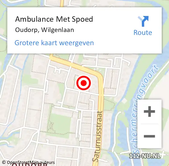 Locatie op kaart van de 112 melding: Ambulance Met Spoed Naar Oudorp, Wilgenlaan op 2 maart 2015 02:53