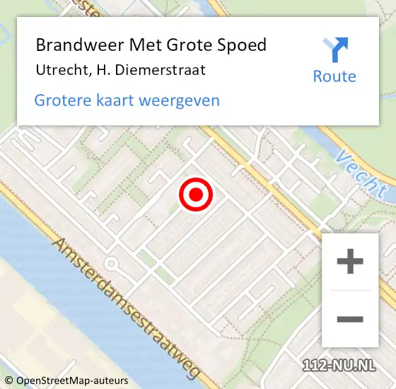 Locatie op kaart van de 112 melding: Brandweer Met Grote Spoed Naar Utrecht, H. Diemerstraat op 2 maart 2015 03:47