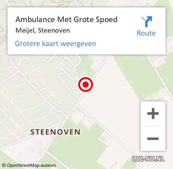 Locatie op kaart van de 112 melding: Ambulance Met Grote Spoed Naar Meijel, Steenoven op 2 maart 2015 04:28