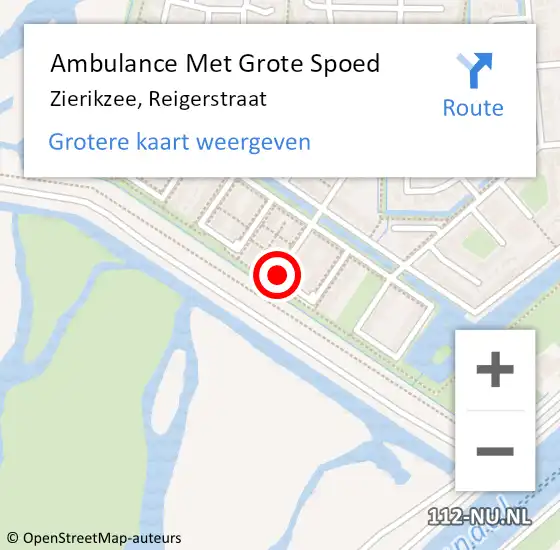 Locatie op kaart van de 112 melding: Ambulance Met Grote Spoed Naar Zierikzee, Reigerstraat op 2 maart 2015 05:41