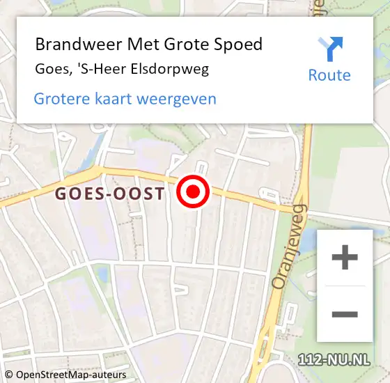 Locatie op kaart van de 112 melding: Brandweer Met Grote Spoed Naar Goes, 'S-Heer Elsdorpweg op 2 maart 2015 07:26