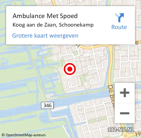 Locatie op kaart van de 112 melding: Ambulance Met Spoed Naar Koog aan de Zaan, Schoonekamp op 2 maart 2015 07:27