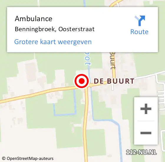 Locatie op kaart van de 112 melding: Ambulance Benningbroek, Oosterstraat op 31 oktober 2013 12:10