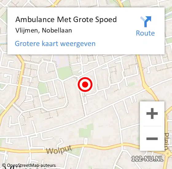Locatie op kaart van de 112 melding: Ambulance Met Grote Spoed Naar Vlijmen, Nobellaan op 2 maart 2015 08:57