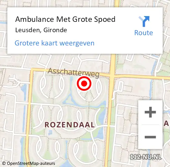 Locatie op kaart van de 112 melding: Ambulance Met Grote Spoed Naar Leusden, Gironde op 2 maart 2015 09:11