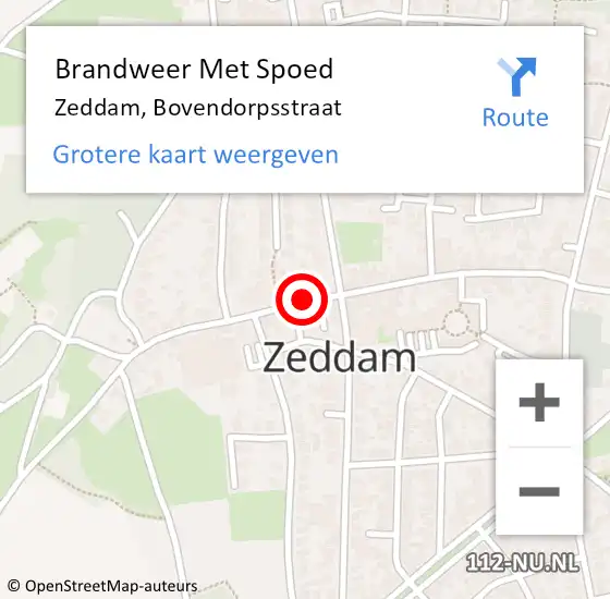 Locatie op kaart van de 112 melding: Brandweer Met Spoed Naar Zeddam, Bovendorpsstraat op 2 maart 2015 09:23