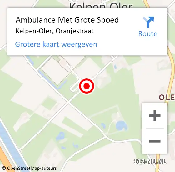 Locatie op kaart van de 112 melding: Ambulance Met Grote Spoed Naar Kelpen-Oler, Oranjestraat op 2 maart 2015 10:18