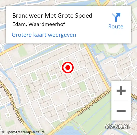 Locatie op kaart van de 112 melding: Brandweer Met Grote Spoed Naar Edam, Waardmeerhof op 2 maart 2015 11:13