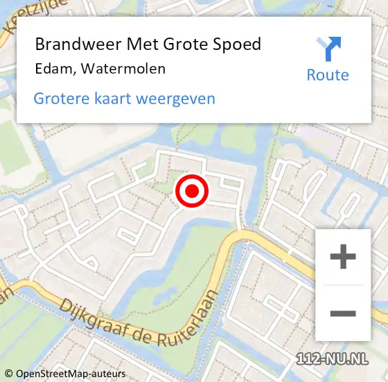 Locatie op kaart van de 112 melding: Brandweer Met Grote Spoed Naar Edam, Watermolen op 2 maart 2015 11:39