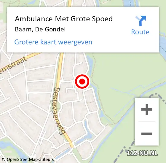 Locatie op kaart van de 112 melding: Ambulance Met Grote Spoed Naar Baarn, De Gondel op 2 maart 2015 11:43