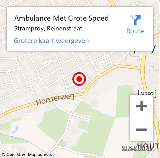 Locatie op kaart van de 112 melding: Ambulance Met Grote Spoed Naar Stramproy, Reinenstraat op 2 maart 2015 11:49