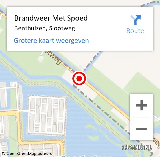 Locatie op kaart van de 112 melding: Brandweer Met Spoed Naar Benthuizen, Slootweg op 2 maart 2015 12:17