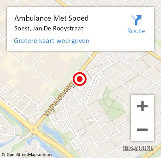 Locatie op kaart van de 112 melding: Ambulance Met Spoed Naar Soest, Jan De Rooystraat op 2 maart 2015 12:21