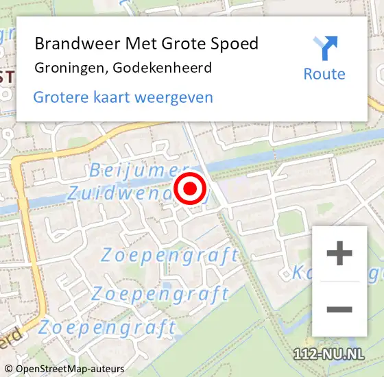 Locatie op kaart van de 112 melding: Brandweer Met Grote Spoed Naar Groningen, Godekenheerd op 2 maart 2015 13:25