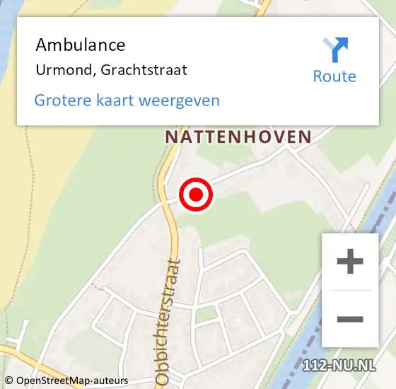 Locatie op kaart van de 112 melding: Ambulance Urmond, Grachtstraat op 31 oktober 2013 12:46