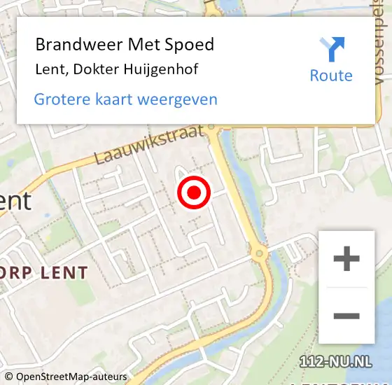 Locatie op kaart van de 112 melding: Brandweer Met Spoed Naar Lent, Dokter Huijgenhof op 2 maart 2015 14:25